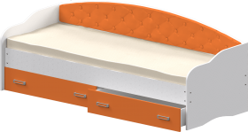 Кровать Софа-7 с мягкой спинкой (800х1900) Белый/Оранжевый в Оби - ob.katalogmebeli.com | фото 1