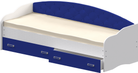 Кровать Софа-7 с мягкой спинкой (800х1900) Белый/Синий в Оби - ob.katalogmebeli.com | фото