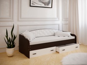 Кровать Софа-7 с мягкой спинкой (800х1900) Венге/ Белый в Оби - ob.katalogmebeli.com | фото