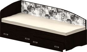 Кровать Софа-9 с мягкой спинкой с рисунком Милана (900х1900) Венге в Оби - ob.katalogmebeli.com | фото 1