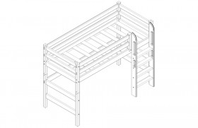 Кровать Соня вариант 5 полувысокая с прямой лестницей белый полупрозрачный в Оби - ob.katalogmebeli.com | фото 3