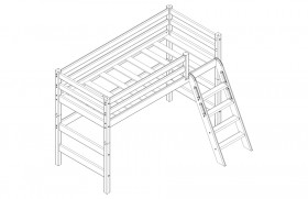 Кровать Соня вариант 6 полувысокая с наклонной лестницей Белый полупрозрачный в Оби - ob.katalogmebeli.com | фото 3