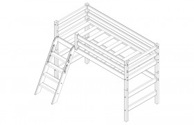 Кровать Соня вариант 6 полувысокая с наклонной лестницей Белый полупрозрачный в Оби - ob.katalogmebeli.com | фото 4