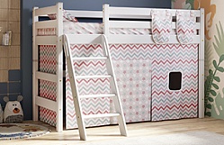 Кровать Соня вариант 6 полувысокая с наклонной лестницей Белый полупрозрачный в Оби - ob.katalogmebeli.com | фото