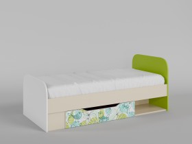 Кровать Твит 1650х750 (Белый/Зеленый/корпус Клен) в Оби - ob.katalogmebeli.com | фото