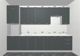 Кухня Квадро 3,2 м (высокие модули/Железо/Серый) в Оби - ob.katalogmebeli.com | фото 3