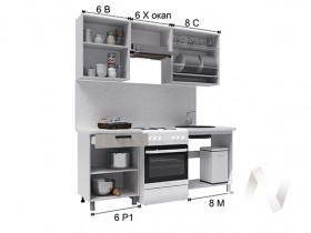 Кухня Нора 2.0м (корпус белый/белый, дуб шале светлый) 26мм мрамор итальянский в Оби - ob.katalogmebeli.com | фото 2