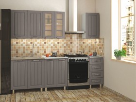 Кухонный гарнитур 1,8м Луксор высокие модули (Клен серый/корпус белый) в Оби - ob.katalogmebeli.com | фото