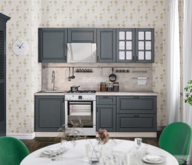 Кухня Регина 24 2,4 м (Серый матовый/Белый) в Оби - ob.katalogmebeli.com | фото