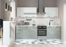Кухонный гарнитур Дуся 2000 мм верх Белый бриллиант/низ Цемент в Оби - ob.katalogmebeli.com | фото