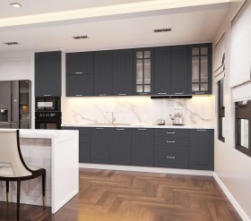 Кухонный гарнитур 1,8м Луксор высокие модули (Клен серый/корпус белый) в Оби - ob.katalogmebeli.com | фото