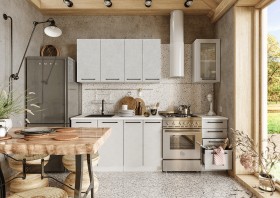 Кухонный гарнитур Нувель 1800мм белый/бетон белый в Оби - ob.katalogmebeli.com | фото 1