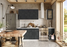 Кухонный гарнитур Нувель 1800мм белый/бетон черный в Оби - ob.katalogmebeli.com | фото