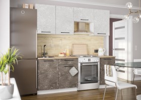 Кухонный гарнитур Нувель 2100мм белый/бетон коричневый в Оби - ob.katalogmebeli.com | фото 1