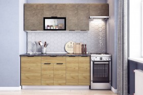 Кухонный гарнитур Стоун 2.2 (белый/камень темно-серый/акация светлая) в Оби - ob.katalogmebeli.com | фото 1