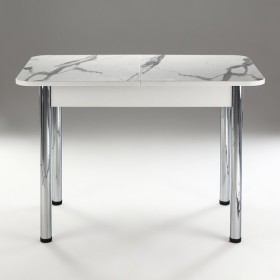 Кухонный стол 1100*700/400 ф 2 Пластик, мрамор белый в Оби - ob.katalogmebeli.com | фото