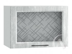 Либерти Шкаф верхний горизонтальный со стеклом ШВГС 609 (Холст грей/корпус белый) в Оби - ob.katalogmebeli.com | фото