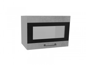 Лофт ПГСФ 500 шкаф верхний горизонтальный со стеклом и фотопечатью (Бетон светлый/корпус Серый) в Оби - ob.katalogmebeli.com | фото