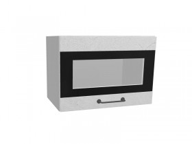 Лофт ПГСФ 500 шкаф верхний горизонтальный со стеклом и фотопечатью (Штукатурка белая/корпус Серый) в Оби - ob.katalogmebeli.com | фото