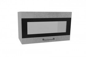 Лофт ПГСФ 600 шкаф верхний горизонтальный со стеклом и фотопечатью (Бетон светлый/корпус Серый) в Оби - ob.katalogmebeli.com | фото