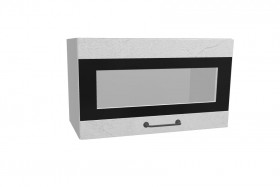 Лофт ПГСФ 600 шкаф верхний горизонтальный со стеклом и фотопечатью (Штукатурка белая/корпус Серый) в Оби - ob.katalogmebeli.com | фото