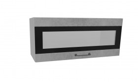 Лофт ПГСФ 800 шкаф верхний горизонтальный со стеклом и фотопечатью (Бетон светлый/корпус Серый) в Оби - ob.katalogmebeli.com | фото