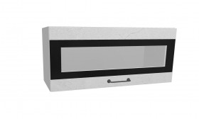 Лофт ПГСФ 800 шкаф верхний горизонтальный со стеклом и фотопечатью (Штукатурка белая/корпус Серый) в Оби - ob.katalogmebeli.com | фото
