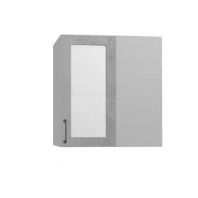 Лофт ПУС 650 шкаф верхний угловой со стеклом (Бетон светлый/корпус Серый) в Оби - ob.katalogmebeli.com | фото