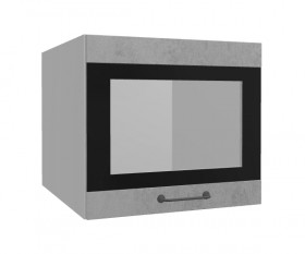 Лофт ВПГСФ 500 шкаф верхний горизонтальный со стеклом высокий с фотопечатью (Бетон светлый/корпус Серый) в Оби - ob.katalogmebeli.com | фото