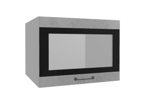 Лофт ВПГСФ 600 шкаф верхний горизонтальный со стеклом высокий с фотопечатью (Бетон светлый/корпус Серый) в Оби - ob.katalogmebeli.com | фото