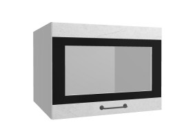 Лофт ВПГСФ 600 шкаф верхний горизонтальный со стеклом высокий с фотопечатью (Штукатурка белая/корпус Серый) в Оби - ob.katalogmebeli.com | фото