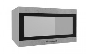 Лофт ВПГСФ 800 шкаф верхний горизонтальный со стеклом высокий с фотопечатью (Бетон светлый/корпус Серый) в Оби - ob.katalogmebeli.com | фото