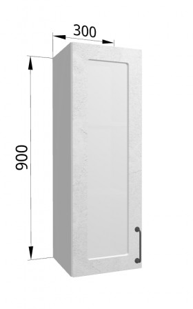 Лофт ВПС 300 шкаф верхний со стеклом высокий (Штукатурка белая/корпус Серый) в Оби - ob.katalogmebeli.com | фото