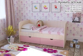 Мальвина Кровать детская 2 ящика 1.6 Розовыйй глянец в Оби - ob.katalogmebeli.com | фото