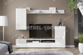 Мебель для гостиной МГС 4 (Белый/Белый глянец) в Оби - ob.katalogmebeli.com | фото
