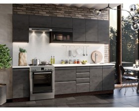 Модульная кухня Бруклин 2,8 м (Бетон черный/Венге) в Оби - ob.katalogmebeli.com | фото