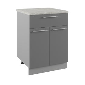 Монца С1ЯШ 600 Шкаф нижний с ящиком (Белый софт/корпус Серый) в Оби - ob.katalogmebeli.com | фото