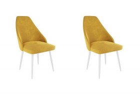 Набор стульев Милан 2 шт (желтый велюр/белый) в Оби - ob.katalogmebeli.com | фото