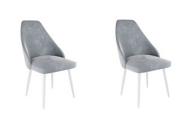 Набор стульев Милан 2 шт (серый велюр/белый) в Оби - ob.katalogmebeli.com | фото