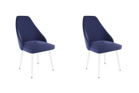 Набор стульев Милан 2 шт (синий велюр/белый) в Оби - ob.katalogmebeli.com | фото