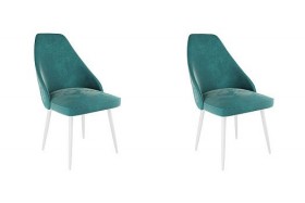 Набор стульев Милан 2 шт (зеленый велюр/белый) в Оби - ob.katalogmebeli.com | фото