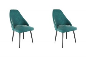 Набор стульев Милан 2 шт (зеленый велюр/черный) в Оби - ob.katalogmebeli.com | фото