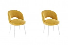Набор стульев Моли 2 шт (жёлтый велюр/белый) в Оби - ob.katalogmebeli.com | фото