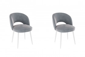 Набор стульев Моли 2 шт (серый велюр/белый) в Оби - ob.katalogmebeli.com | фото