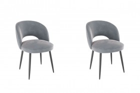 Набор стульев Моли 2 шт (серый велюр/черный) в Оби - ob.katalogmebeli.com | фото