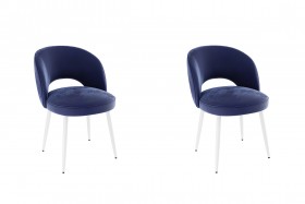 Набор стульев Моли 2 шт (синий велюр/белый) в Оби - ob.katalogmebeli.com | фото