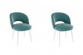 Набор стульев Моли 2 шт (зеленый велюр/белый) в Оби - ob.katalogmebeli.com | фото
