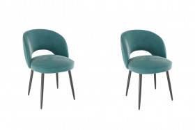 Набор стульев Моли 2 шт (зеленый велюр/черный) в Оби - ob.katalogmebeli.com | фото