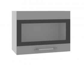 Норд ШВГС 600 Шкаф верхний горизонтальный со стеклом (Софт черный/корпус Белый) в Оби - ob.katalogmebeli.com | фото