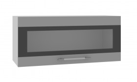 Норд ШВГС 800 Шкаф верхний горизонтальный со стеклом (Софт черный/корпус Белый) в Оби - ob.katalogmebeli.com | фото